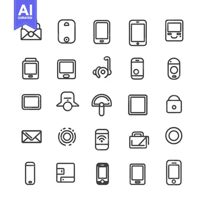 Popular premium asset: A Collection of 25 Outline Icons Depicting Mobile Devices and Communic