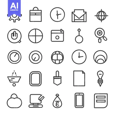Aset desain premium: A Collection of 25 Outline Icons for Various Purposes