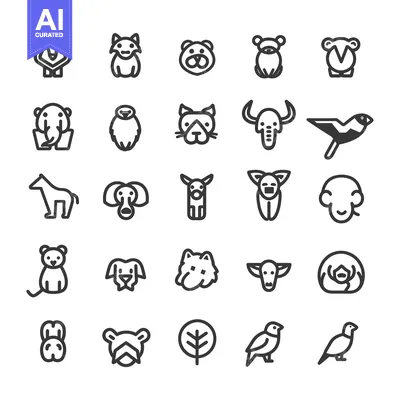 Popular premium asset: A Collection of 25 Simple Animal Line Icons