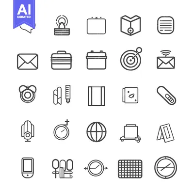 Aset desain premium: A Collection of 25 Simple Line Icons