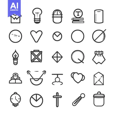 Aset desain premium: A Collection of 25 Simple Line Icons