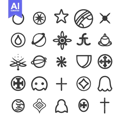 Premium design asset: A Collection of 25 Unique Black and White Geometric Shapes and Symbols