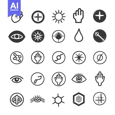 Premium design asset: A Collection of 25 Unique Black and White Symbols and Icons