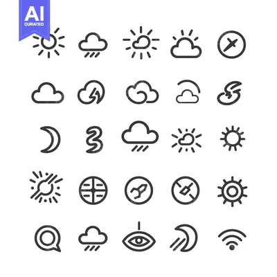 A Collection of 25 Weather, Navigation, and Other Icons