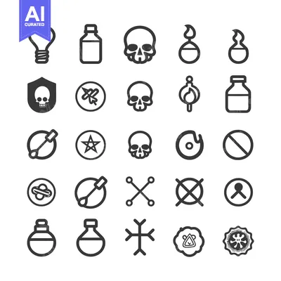 Aset desain premium: A Collection of 28 Black and White Icons with Various Shapes and Symbo