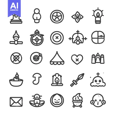 Aset desain premium: A Collection of 28 Diverse Line Art Icons