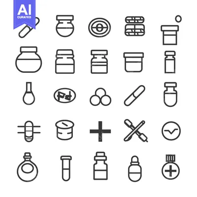 Premium design asset: A Collection of 28  Line Icons Related to Medical Supplies, Medication