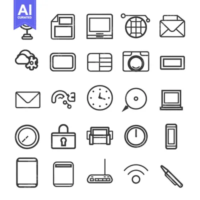 Premium design asset: A Collection of 28 Line Icons Representing Technology and Communicatio