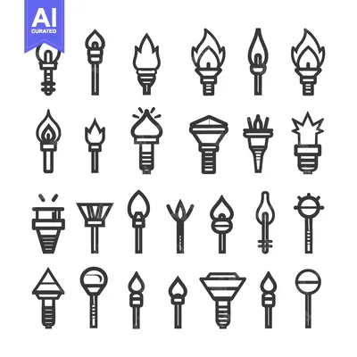 Aset desain premium: A Collection of 28  Torch and Light Bulb Icons