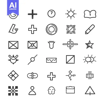 Aset premium populer: A Collection of 28 Unique Black and White Line Icons
