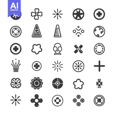 Premium design asset: A Collection of 30 Abstract Geometric Shapes in Black and White