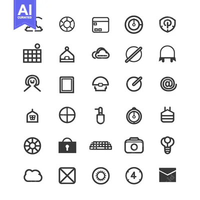 A Collection of 30 Simple Black and White Icons