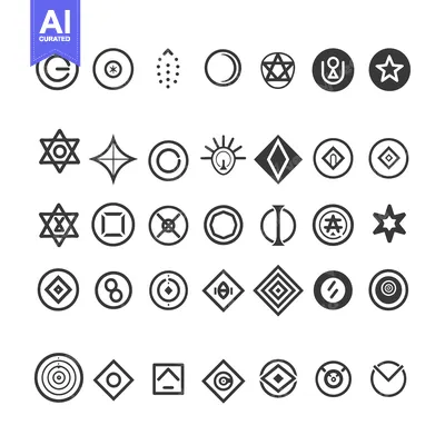 Aset premium populer: A Collection of 36 Abstract Geometric Symbols and Icons