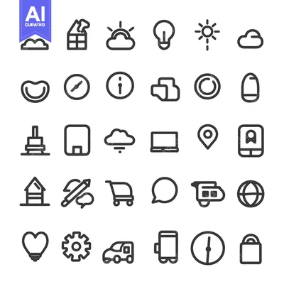 Popular premium asset: A Collection of 36 Line Icons Representing Various Concepts