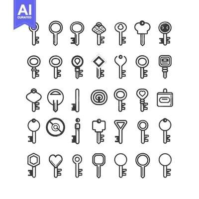 Premium design asset: A Collection of 36 Unique Key Icons in Outline Style