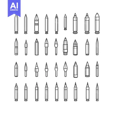 A Collection of 40 Different Types of Bullet Cartridge Illustrations