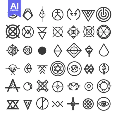 Aset premium populer: A Collection of 40 Geometric Shapes and Symbols