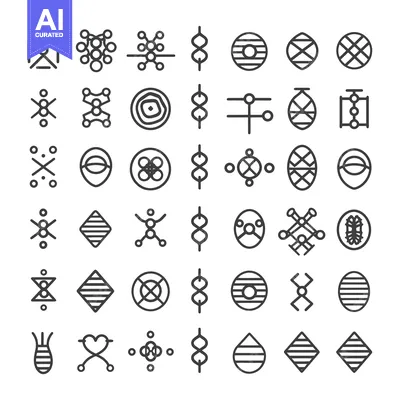 Aset desain premium: A Collection of 48 Abstract Geometric Symbols