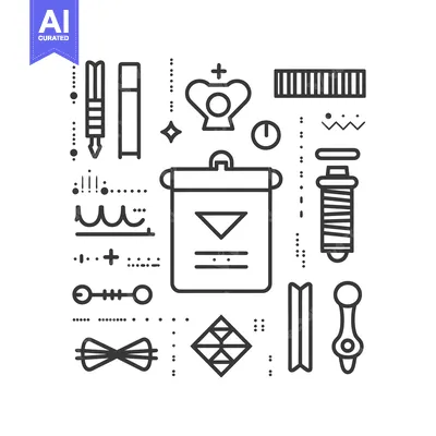 Aset premium populer: A Collection of Abstract Geometric Shapes and Icons in Black and White