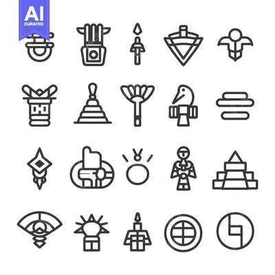 Aset desain premium: A Collection of Abstract Geometric Shapes with Various Symbolic Meanin