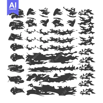Aset desain premium: A Collection of Abstract Hand-Drawn Black Ink Shapes