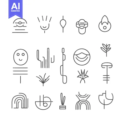 Aset premium populer: A Collection of Abstract Line Art Designs