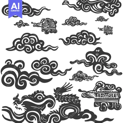 Popular premium asset: A Collection of Abstract Swirling Clouds and Dragons