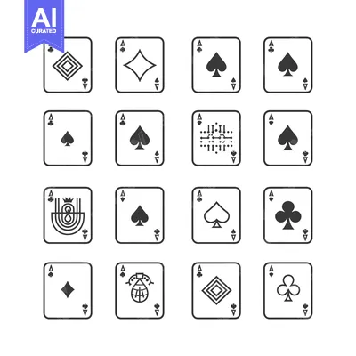 A Collection of Ace Playing Cards with Unique Suit Designs