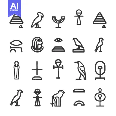 Aset desain premium: A Collection of Ancient Egyptian Hieroglyphic Symbols