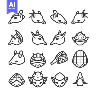 A Collection of Armadillo Line Art Illustrations
