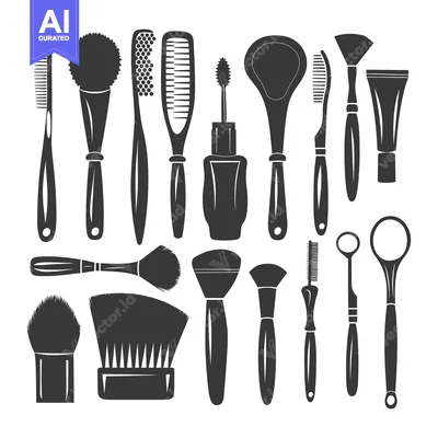 A Collection of Beauty and Hygiene Tools in Silhouette