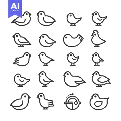 A collection of bird illustrations with various poses and styles