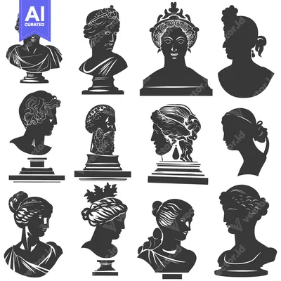 A Collection of Black and White Bust Sculptures in Profile