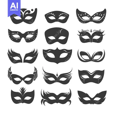 Premium design asset: A Collection of Black and White Carnival Masks