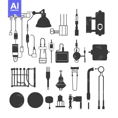 Popular premium asset: A collection of black and white car part icons