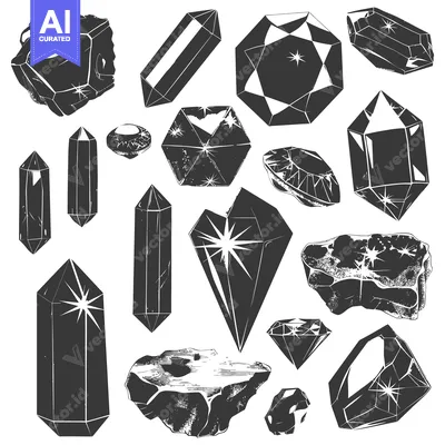 A Collection of Black and White Crystal Illustrations