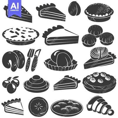 Popular premium asset: A Collection of Black and White Dessert Icons