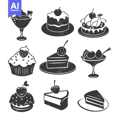Premium design asset: A Collection of Black and White Dessert Icons