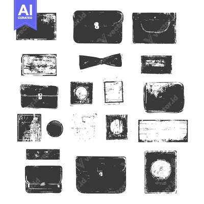 A Collection of Black and White Distressed Shapes, Including Briefcase
