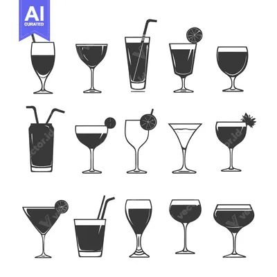 A Collection of Black and White Drinkware Icons
