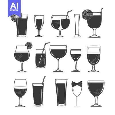 Popular premium asset: A Collection of Black and White Drinkware Illustrations