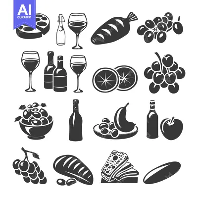 Popular premium asset: A Collection of Black and White Food and Drink Icons