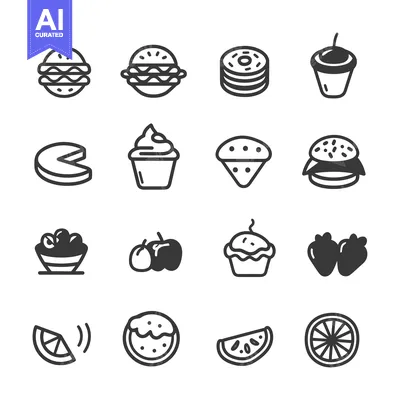 A Collection of Black and White Food Icons