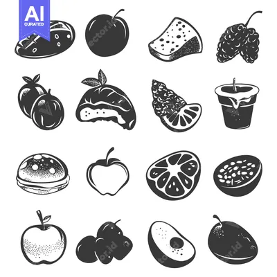 A Collection of Black and White Fruit Illustrations