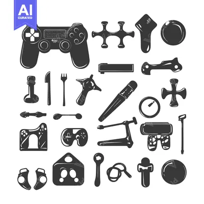 A Collection of Black and White Game Controller Accessories
