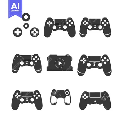 A Collection of Black and White Game Controller Silhouettes