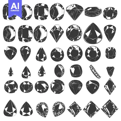 A Collection of Black and White Gemstone Illustrations