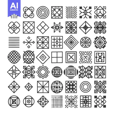 Aset desain premium: A Collection of Black and White Geometric Patterns