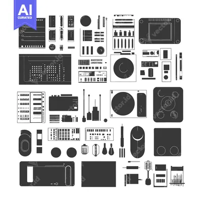 A Collection of Black and White Illustrations of Music Production Equi