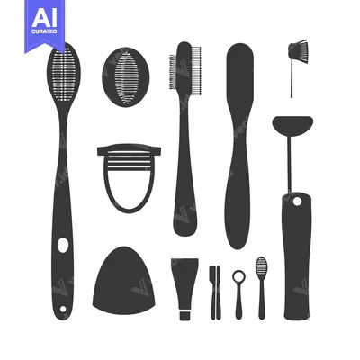 Aset premium populer: A Collection of Black and White Kitchen Utensils